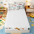 thumbnail image 4 of Erosebridal Cartoon Vintage Plane Zipper Full Size Comforter Sets with Fitted Sheet and 2 Pillowcases for Boys Men, Cartoon Star Print Zipper Bedding Set, Reversible, 4pcs, 4 of 7