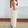 thumbnail image 4 of Jumpsuits for Women Dressy V Neck Solid Color High Waisted Elastic Waistband Jumpsuit Summer Casual Sleeveless Wide Leg Jumpsuits Overalls, 4 of 5