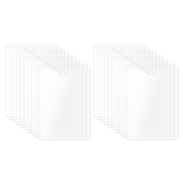 Uxcell 50Pcs Self Adhesive Index Card Pockets with Top Open for Loading, 6.1 x 8.7 Inch Clear Index Card Label Holder Photo Sleeves for Office Home Library Card Storage Bin