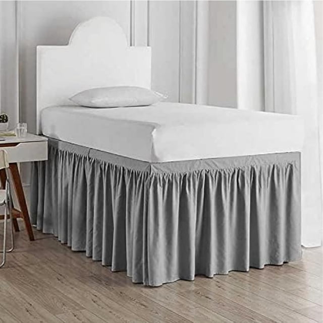 Dorm Room Bed Skirt, Extra Long College Dorm Bed Skirt, Twin XL 32 Inch Drop, Ruffled Design 100% Microfiber Bed Skirt for Dorm Room Bedding (Gray, Twin XL - 36"" Drop)