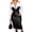 Black, variant on Women'S Pu Leather Midi Dress Shirt Collar Belted Lapel Long Sleeve Button Pocket Patchwork Outfit Light Brown L