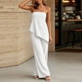 thumbnail image 6 of hoksml Women Strapless Asymmetrical Top Wide Leg Pants Two Piece Outfit Vacation Casual Set for Everyday Comfort, 6 of 9