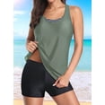 thumbnail image 2 of 3 Piece Tankini Swimsuits for Women Swim Tank Top with Bra Boy Shorts Teen Swimwear Green XL, 2 of 8