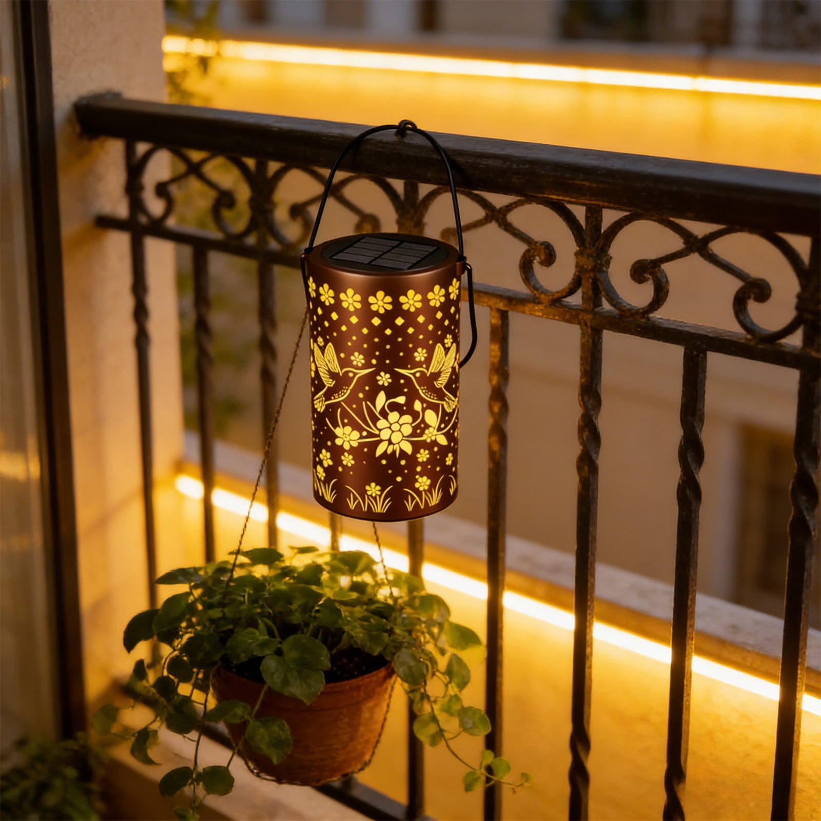 Colorful Sunflower Glow Solar Garden Lantern, Solar Outdoor Hanging Light Dragonflys Elementl Solar Light, Hanging Sunflower Lantern Lights with Colorful Projection, Outdoor Waterproof