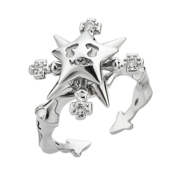 YIEMEEN Fidget Spinner Ring Five-pointed Star Ring Rotate Anti Stress Wedding Jewerly