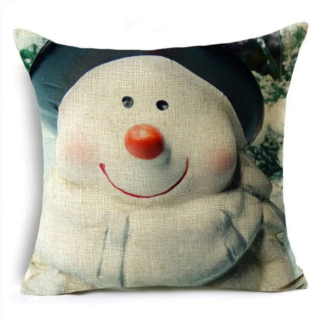 Merry Xmas Throw Pillow Covers 40/45/50cm Christmas Tree Snowman Ornament Balls Throw Pillowcase for Sofa Couch Home Decor