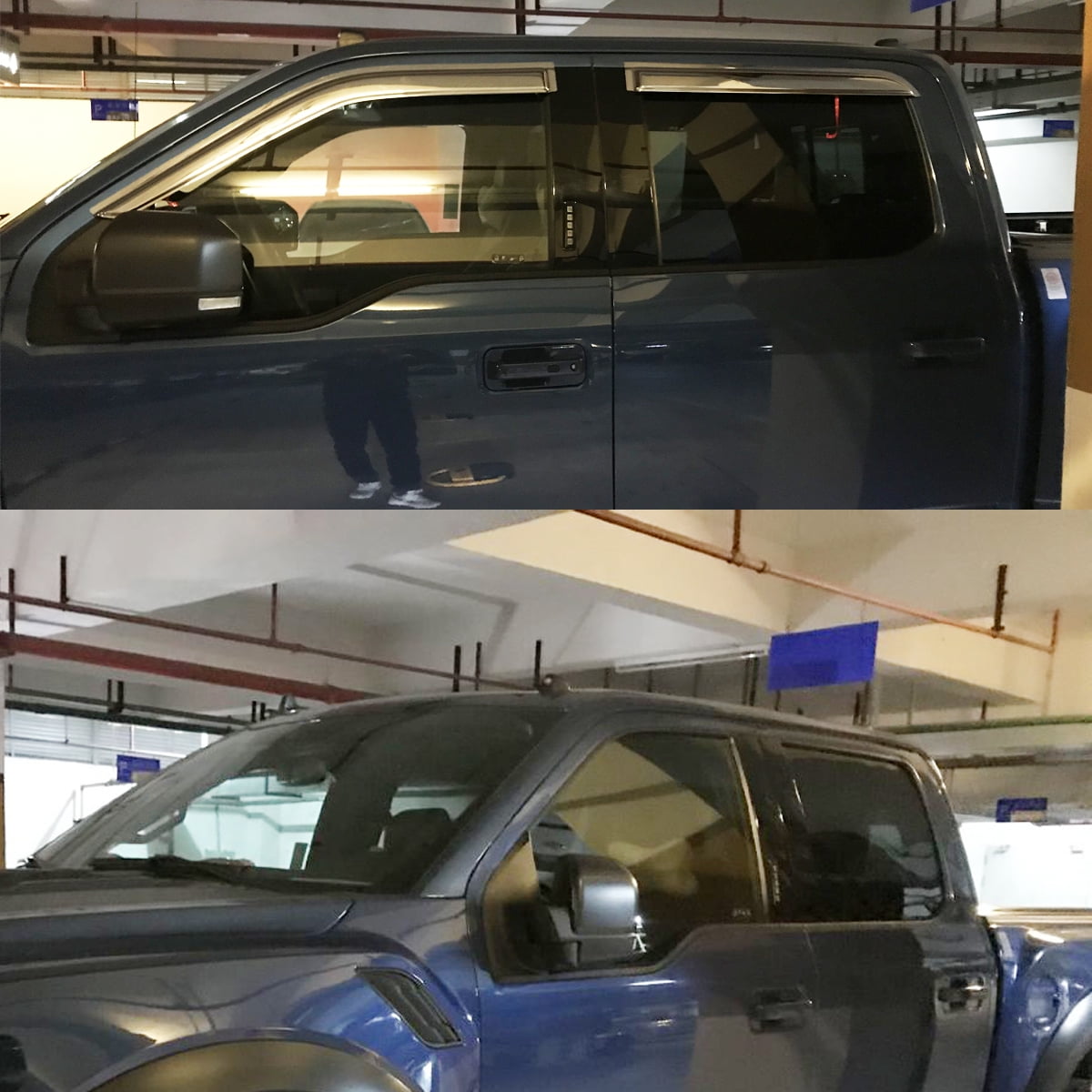 4-Piece Dark Smoke Window Visor Guard Vent Shade Set with Adhesive Mount-4PCS Window Visor Rain Guard Vent Shade