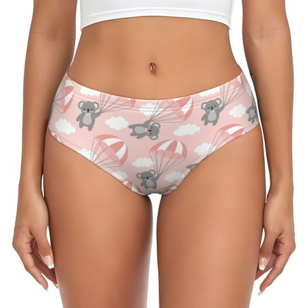 Pink Parachute Gray Koala Womens Briefs Underwear  No Show Seamless Underwear for Women  Soft Stretch Women s Panties  Classic Hipster Panties Bikini Underwear Briefs for Ladies