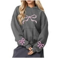 thumbnail image 4 of Byworldtasic Womens Sweatshirts Women's Bows Prints Pullover Hoodie Long Sleeve Loose Fit Solid Color Y2K Fashion Sweatshirt, 4 of 5