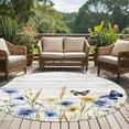 thumbnail image 5 of Blue Yellow Floral Round Area&nbsp;Rug 5ft Butterfly Watercolor Plants Non-Slip&nbsp;Washable Circle Rugs Soft Felt Indoor Floor Mat for Bedroom Kitchen Living Room Bathroom, 5 of 9