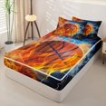 thumbnail image 2 of Erosebridal Dynamic Basketball Pattern Zipper Full Size Comforter Sets with Fitted Sheet and 2 Pillowcases,Fiery Lightning Storm Print Zipper Bedding Set,Orange Blue Gold,Black Reversible, 2 of 6
