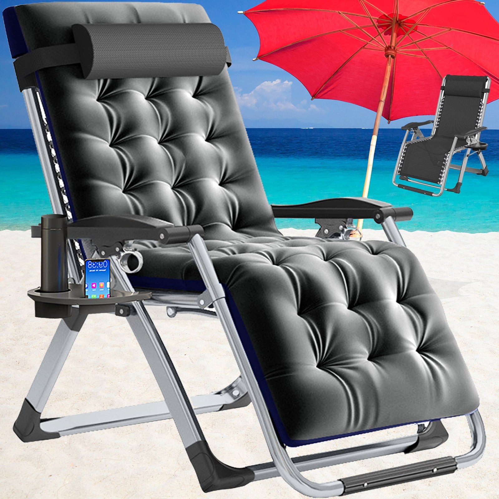 Lilypelle Zero Gravity Chair, Lawn Recliner, Reclining Patio Lounger Chair, Folding Portable