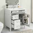 thumbnail image 3 of 30'' Bathroom Vanity with Top Sink, Modern Bathroom Storage Cabinet with 2 Drawers and a Tip-out Drawer, Single Sink Bathroom Vanity Cabinet, White, 3 of 8