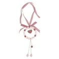 thumbnail image 1 of 1 Pcs Metal Faux Crystal Heart Car Rear View Mirror Pendant Accessories Car Hanging Ornament Pink, 1 of 6