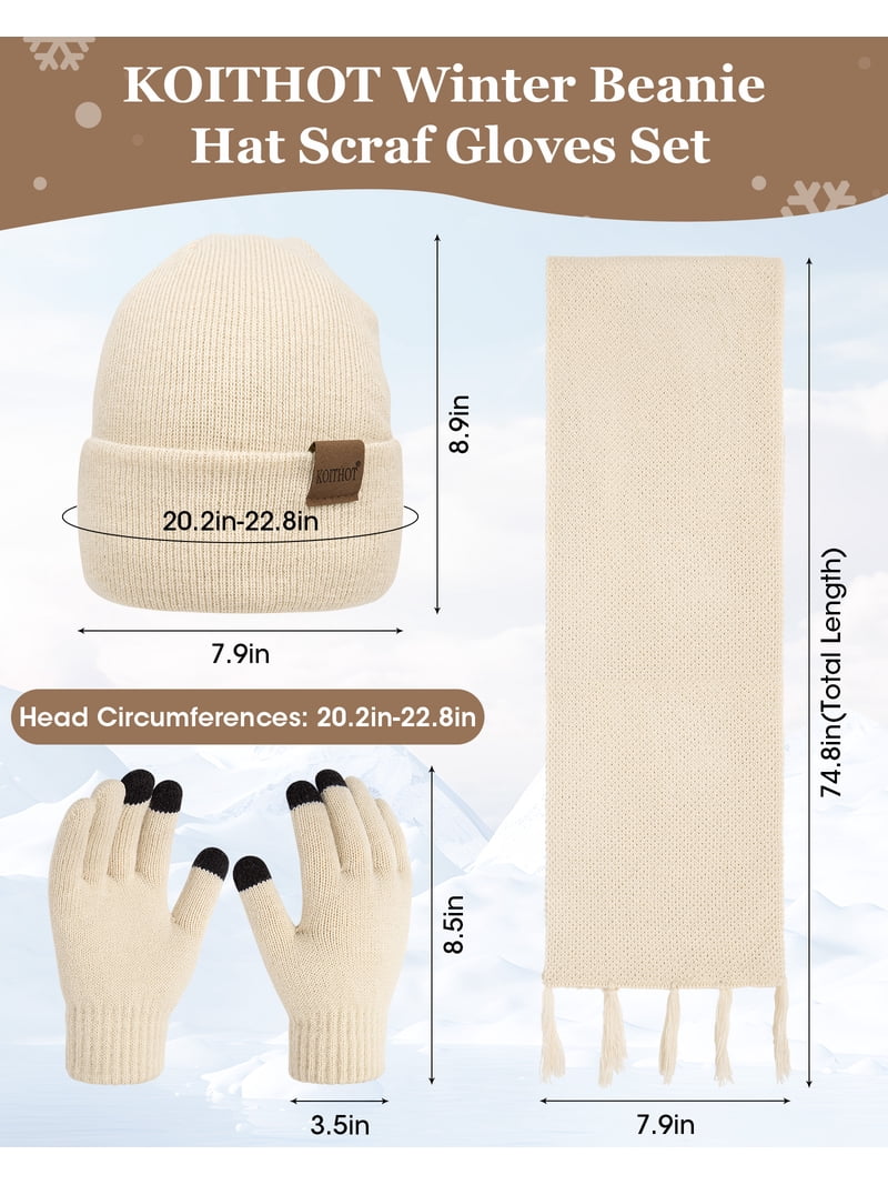 Woolen Beanie And Gloves Set Winter Beanie Hat Scarf Gloves Set for Women, Womens with  main image 4