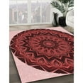 thumbnail image 3 of Ahgly Company Machine Washable Indoor Round Transitional Dark Red Area Rugs, 3' Round, 3 of 7