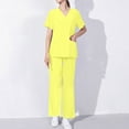 thumbnail image 2 of QATAINLAV On Sale and Clearance Scrubs for Women Set 2024 Fall Medical Uniform Casual V-Neck Scrub Top and Loose Straight Pants 2 Piece Outfits with Pockets Yellow XXL, 2 of 6