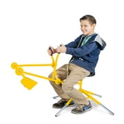 Sand Digger Toy Exavator with Telescoping Legs That Raise Seat Height and Stabilize Backhoe for Digging (Yellow)