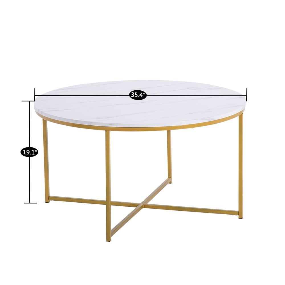 Lowestbest Marble Simple Round Coffee Table, Modern Round Accent Side Coffee Table for Living Room, White Lowestbest Marble Simple Round Coffee Table, Modern Round Accent Side Coffee Table for Living Room, White