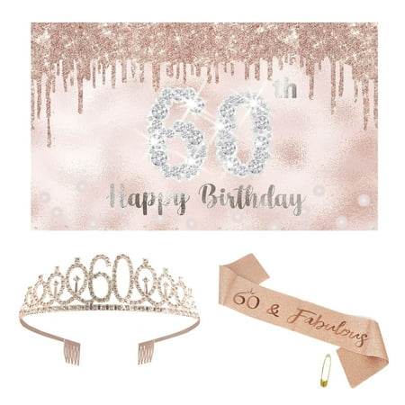 

Joyiou Happy 60th Birthday Decorations for Her Rose Gold 60th Birthday Gifts Party Supplies for Wom