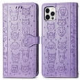 thumbnail image 2 of Funda Cartera FOXDOCK para iPhone 12 ProMax , Flip PU con Relieve de Gatos y Perros, Tarjetero y Soporte, 2 of 6
