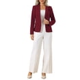 thumbnail image 2 of INSPIRE CHIC Women's Business Blazer Lapel Collar Long Sleeve Work Office Suit Jacket M Dark Red, 2 of 5