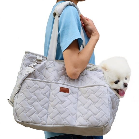 Soft-Sided Pet Carrier for Small Dogs and Cats up to 15 lbs, Collapsible & Washable Travel Bag, 16.2"L x 13.8"W x 7.1"H, Gray