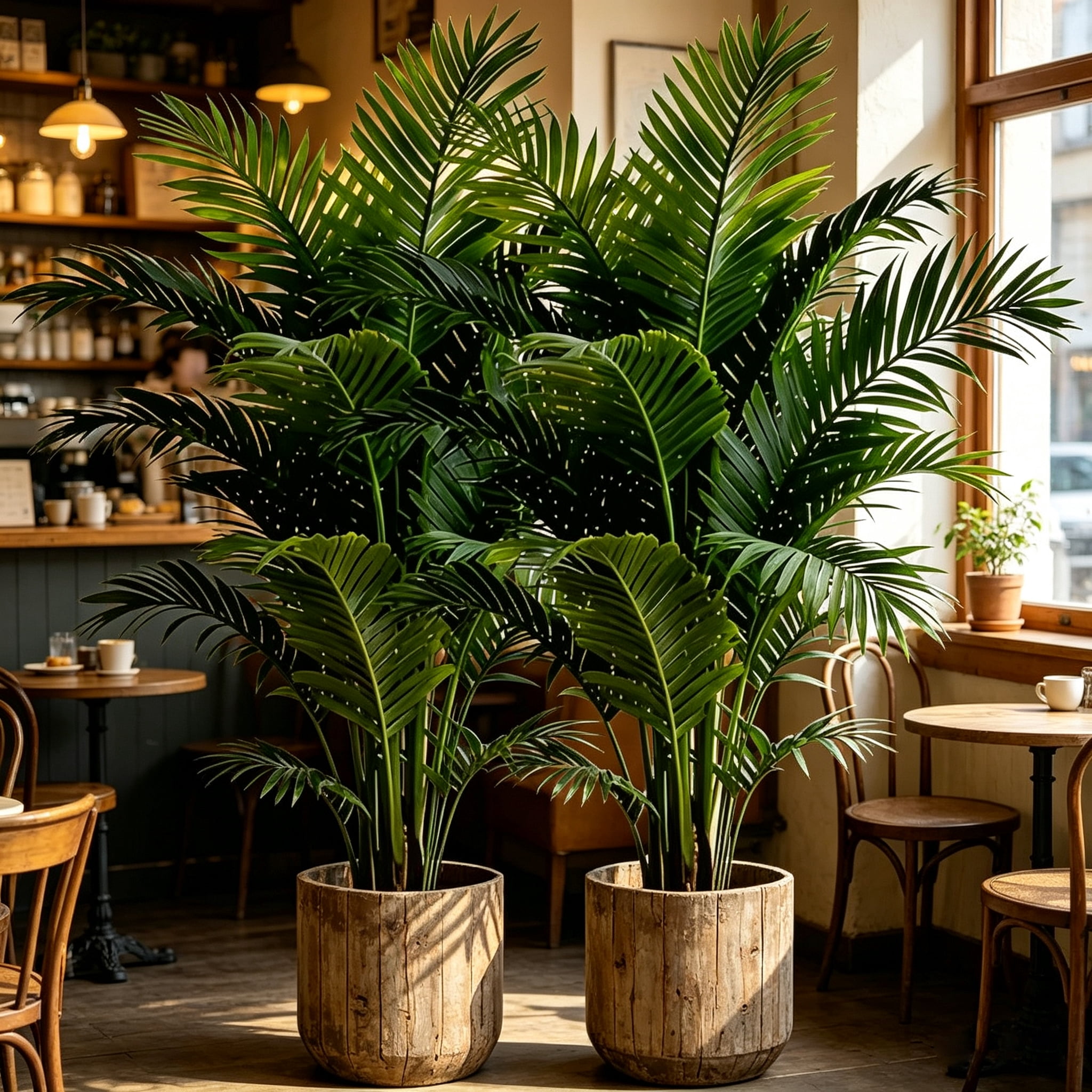 4 Pack 35.5in Artificial Areca Palm Trees, 24 Leaves Faux Tropical Palm Plants No Pot, UV Resistant Fake Floor Plants for Indoor Outdoor Home Office Living Room Decor