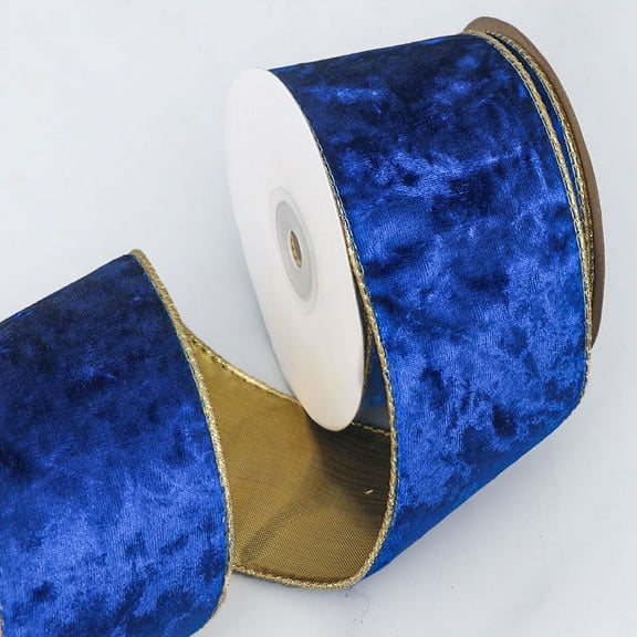 ERDOUY Christmas Velvet Ribbon 2.48 Inches Vintage Wide Wired Edge Wrapping Ribbon for Christmas Wedding Decorating, Gift Wrapping Bow (Dark Blue,10 Yards)