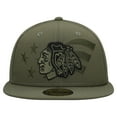 thumbnail image 2 of Men's New Era  Olive Chicago Blackhawks Military Appreciation Flag 59FIFTY Fitted Hat, 2 of 5