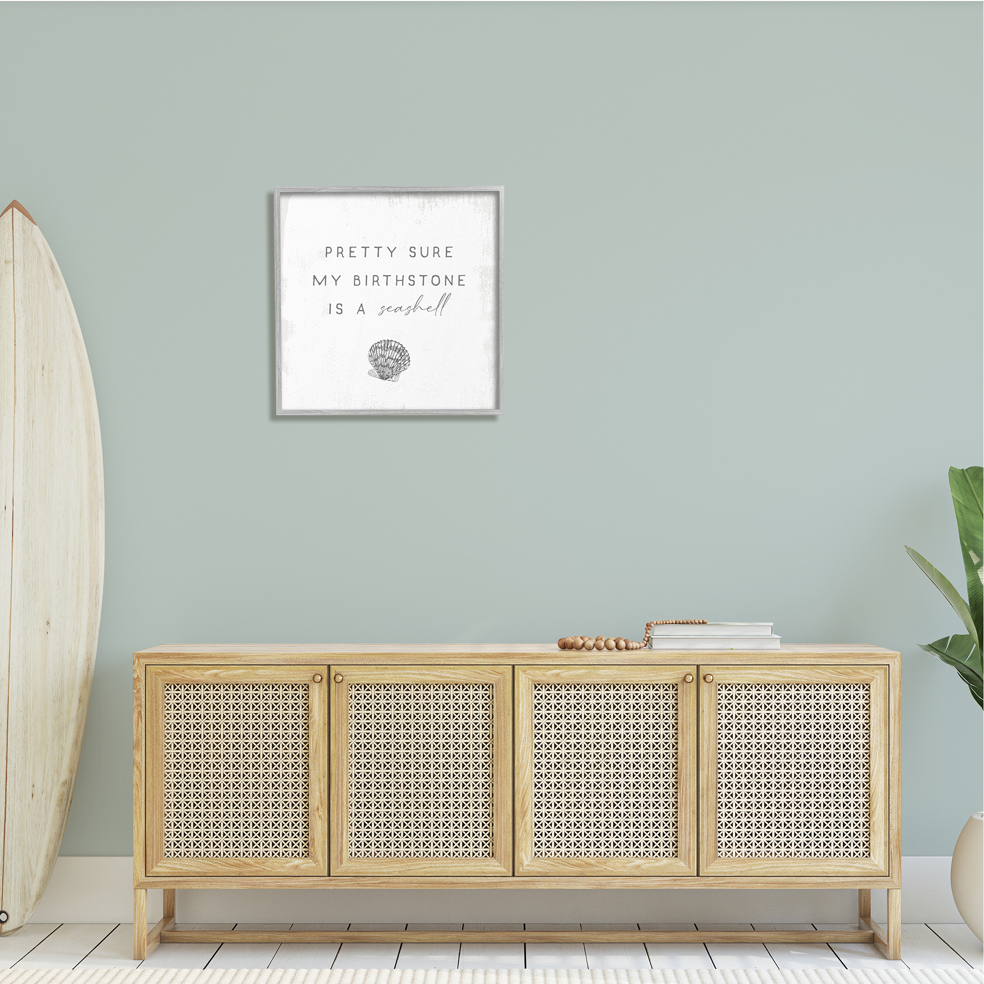 Stupell Industries My Birthstone Is Seashell Vintage Inspirational Saying,24 x 24, Design by Daphne Polselli