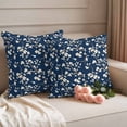 thumbnail image 2 of Botanical Flower Outdoor Waterproof Pillow Covers, Vintage Garden Floral Wildflower Blue Decorative Square Throw Pillowcase Sofa Cushion Sham for Patio/Couch/Chair, 26"x26" 2 Pack, 2 of 8