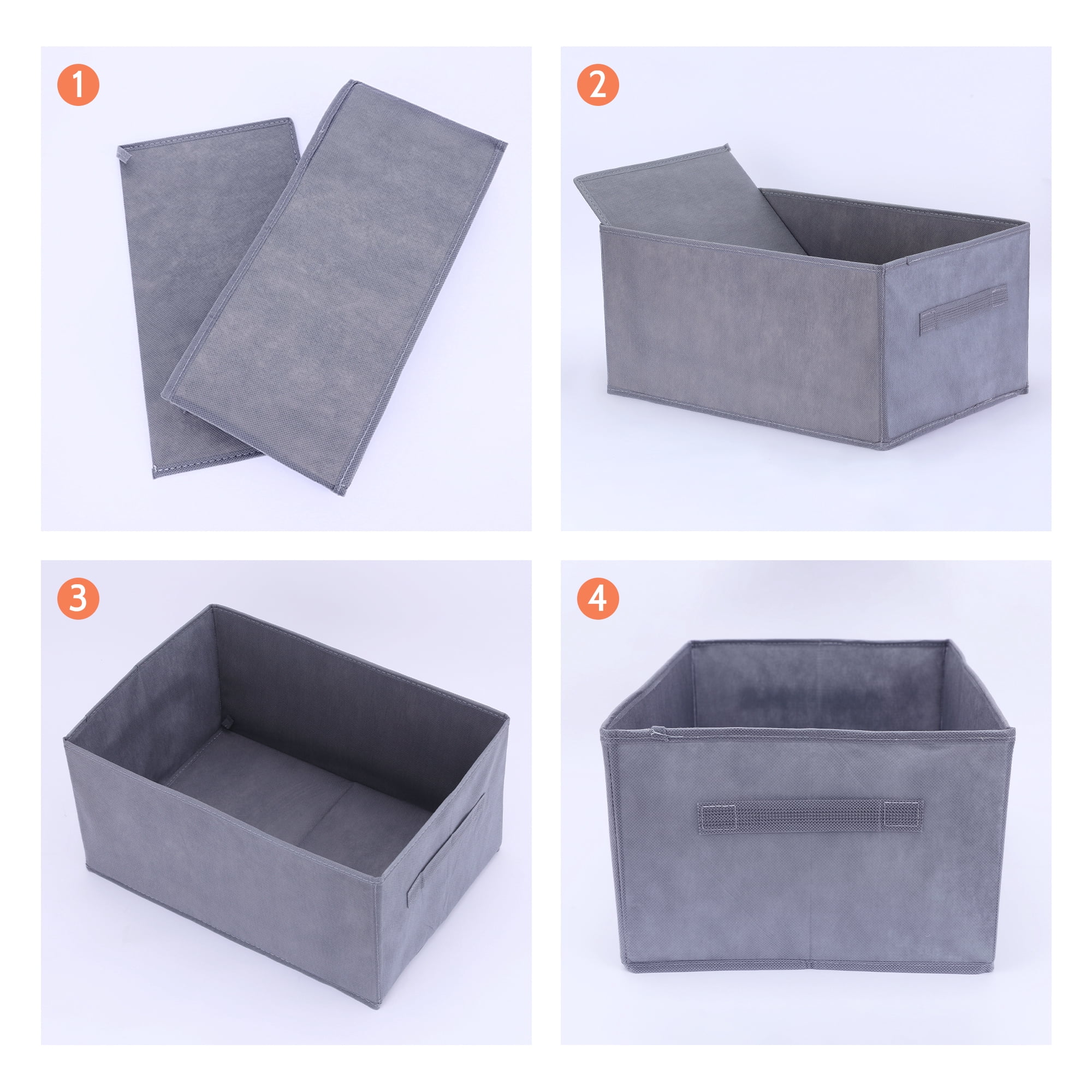 Unique Bargains Storage Cube Fabric Bin with Handles 1 Pc Basket Grey 16x11x8"