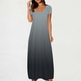 thumbnail image 2 of Women's Gradient Short Sleeve Maxi Dress 2025 Summer Casual Crewneck A Line Flowy Long Dresses with Pockets, 2 of 5