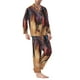 thumbnail image 2 of Fotbe a herd of horses Pijama de Hombre con Estampado de Manga Larga, Conjunto de 2 Piezas, Ropa de Dormir Suave y Cómoda con Bolsillos-Small, 2 of 7