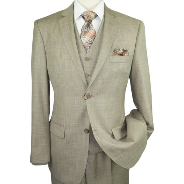 Mens Vitali Three Piece Suit Vested Shiny Sharkskin M3090 Beige oatmeal Classic - Walmart.com Mens Vitali Three Piece Suit Vested Shiny Sharkskin M3090 Beige oatmeal Classic - Walmart.com