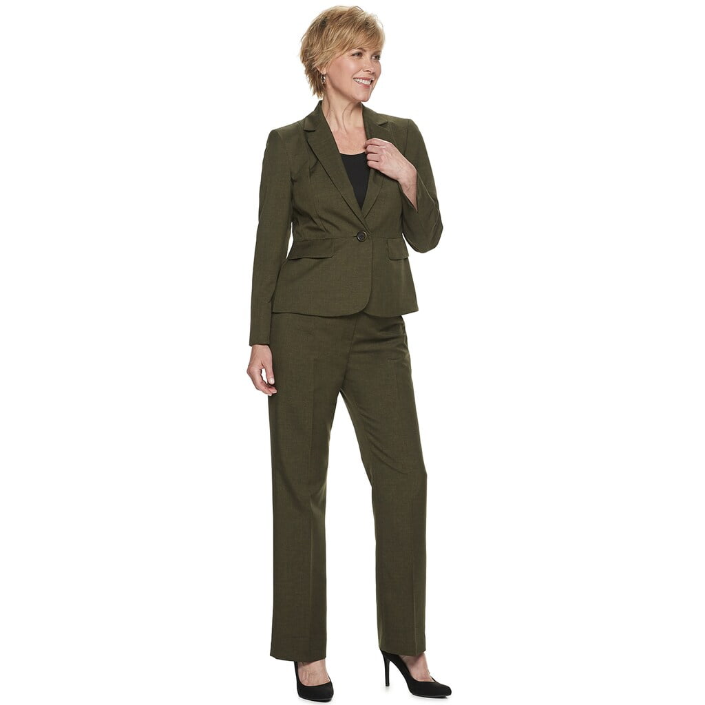 Le Suit Women's Le Suit Melange Jacket & Pant Suit Loden Walmart