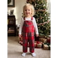 thumbnail image 5 of Cjfdfy Toddler Baby Boy Girl Christmas Overalls Outfit Plaid Print Adjustable Straps Sleeveless Jumpsuits Infant Cute My First Christmas Fall Winter Clothes 0-3Y, 5 of 9