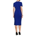 thumbnail image 3 of INSPIRE CHIC Women's Elegant Crew Neck Short Sleeve Button Decor Wear to Work Sheath Midi Dresses S Royal Blue, 3 of 5