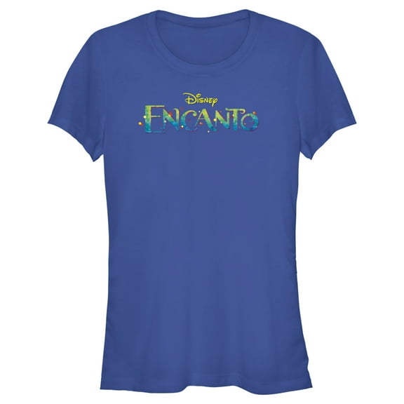 Junior's Encanto Colorful Logo  Graphic Tee Royal Blue X Large