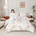 thumbnail image 4 of Castle Fairy Chic Floral Blossom 3 Pieces Queen Comforter Set for Teens Women Girls,Pink Green Ultra Soft Bedding Sets,Botanical Plants Bedding Comforter Set,Luxury Bedroom Decor, 4 of 8