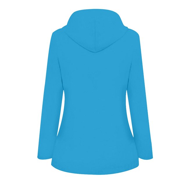 Women Solid Rain Jacket Outdoor Plus Size Waterproof Hooded Raincoat Windproof