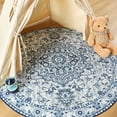 thumbnail image 6 of YJ.GWL Round Rugs Soft Vintage Circle Area Rug Low-Pile Floor Carpet for Living Room Bedroom Nursery Bathroom Kitchen Indoor,4Ft,Blue, 6 of 7