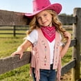 thumbnail image 4 of Faraee Toddler Western Cowboy Outfit Fringe Embroidered Vest Cowgirl Hat Bandana Costume for Girls Halloween RolePlay Themed Party 2t 3t 4t 5t 6t 0-15 Years, 4 of 6