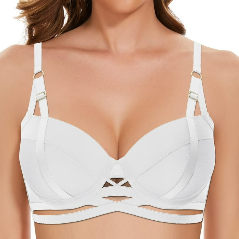 Rigardu bras for women Women's T Shirt Bra with Push Up Padded Bralette Bra  Without Underwire Seamless Comfortable Soft Cup Bra White + 85AB