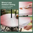 thumbnail image 3 of Round Outdoor Tablecloth with Umbrella Hole and Zipper, Red Ombre Fitted Table Cover with Elastic Edge for 45-54 Inch, Red White Gradient Modern Abstract Art Waterproof Patio Tablecoths for Picnic, 3 of 9