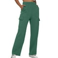 thumbnail image 2 of Women's Cargo Pants with Pockets High Waisted Wide Leg Sweatpants Women Elastic Waist Women's Casual Pants Womens Hiking Pants, 2 of 5