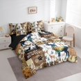 thumbnail image 2 of Castle Fairy Jungle Deer Full Size Bedding Sets 7 Pieces,Watercolor Leopard Print Boho Aztec Full Size Bed in a Bag,Sepia Orange Cream,Black Reversible, 2 of 7