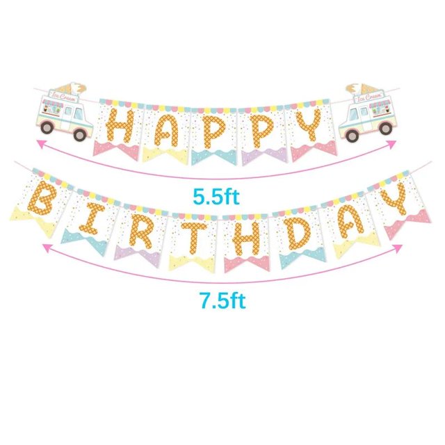 Decoraciones de fiesta de helado rosa, vajilla desechable, platos, pancarta de Baby Shower, banderas, decoración de fiesta de feliz cumpleaños para niños