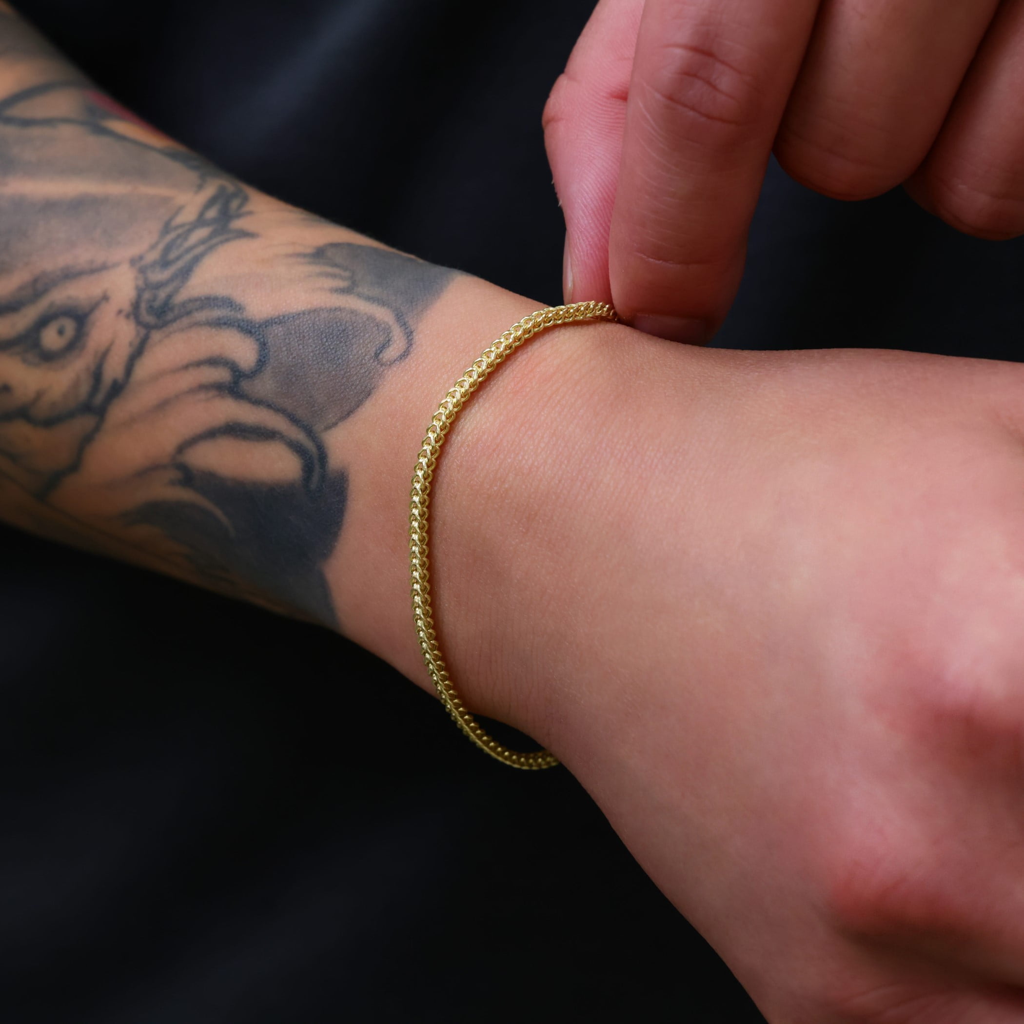 Nuragold 10k Real Yellow Gold Franco Square 2.5mm Box Chain Wheat Chain Bracelet (7"-9") Italian Jewelry for Men & Women